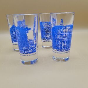 Vintage Romana Sambuca Shot Glass Italian Liquor Blue Tequila Style 3" Set of 4